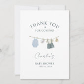男の子の服シンプル赤ちゃんシャワーありがとう サンキューカード (正面)