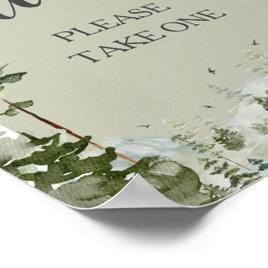 男の子の松の木の森の山の赤ちゃんシャワーの好意 ポスター (角)