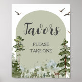 男の子の松の木の森の山の赤ちゃんシャワーの好意 ポスター (正面)