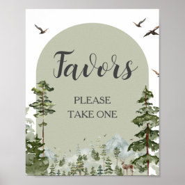 男の子の松の木の森の山の赤ちゃんシャワーの好意 ポスター