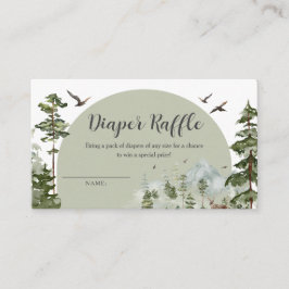 男の子の松の木の森の赤ちゃんシャワーおむつラッフル エンクロージャーカード