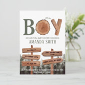 男の子の松の木ベビーシャワー 招待状 (スタンド正面)