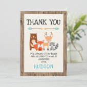 男の子の森の動物の誕生日お礼カード 招待状 (スタンド正面)