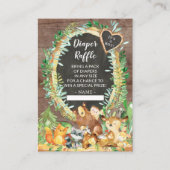 男の子の森の赤ちゃんシャワーおむつラッフル エンクロージャーカード (正面)