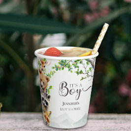 男の子の森の野生生物ベビーシャワーパーティー 紙コップ