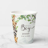 男の子の森の野生生物ベビーシャワーパーティー 紙コップ (正面)