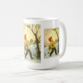 男の子の歩く（雪） コーヒーマグカップ (正面右)