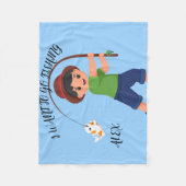 男の子の毛布を魚釣りに行きたい フリースブランケット (正面)