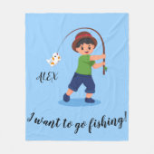 男の子の毛布を魚釣りに行きたい フリースブランケット (正面)
