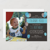 男の子の気球の誕生日のサンキューカード サンキューカード (正面/裏面)