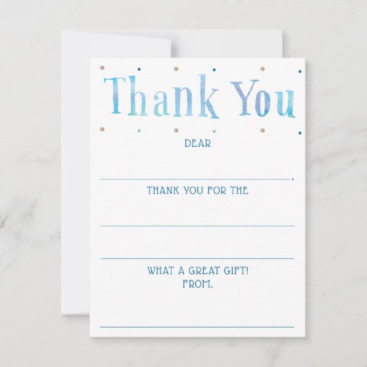 男の子の水の色の記入空白の感謝のメモC ノートカード (正面)