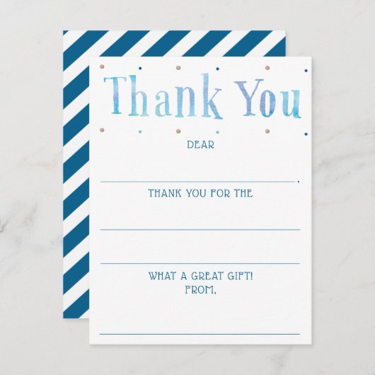 男の子の水の色の記入空白の感謝のメモC ノートカード (正面/裏面)