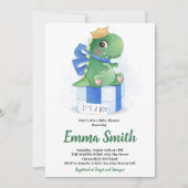 男の子の水彩恐竜の赤ちゃんシャワー 招待状 (正面)