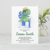 男の子の水彩恐竜の赤ちゃんシャワー 招待状 (スタンド正面)