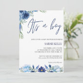 男の子の水彩画ベビーシャワー招待状 招待状 (スタンド正面)