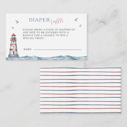 男の子の水色のおむつ航海のラッフル エンクロージャーカード (正面/裏面)