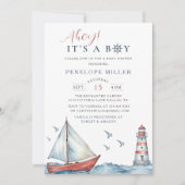 男の子の水色の赤ん航海の坊シャワー 招待状 (正面)