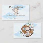 男の子の水色テディベアおむつラッフル 名刺 (正面/裏面)