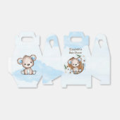 男の子の水色テディベア赤ちゃんシャワー フェイバーボックス (折り畳みなし)