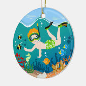 男の子の泳ぐ人誕生日プレゼント セラミックオーナメント (左)