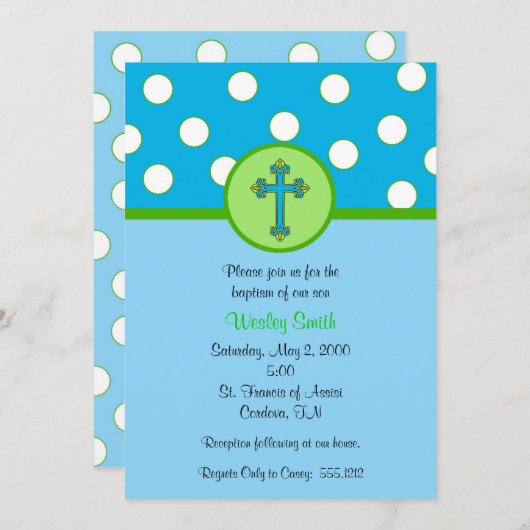男の子の洗礼の招待状 招待状 (正面/裏面)