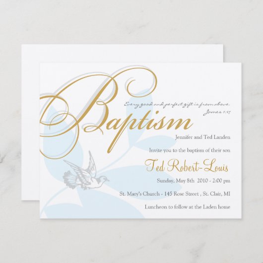 男の子の洗礼の招待状 招待状 (正面/裏面)