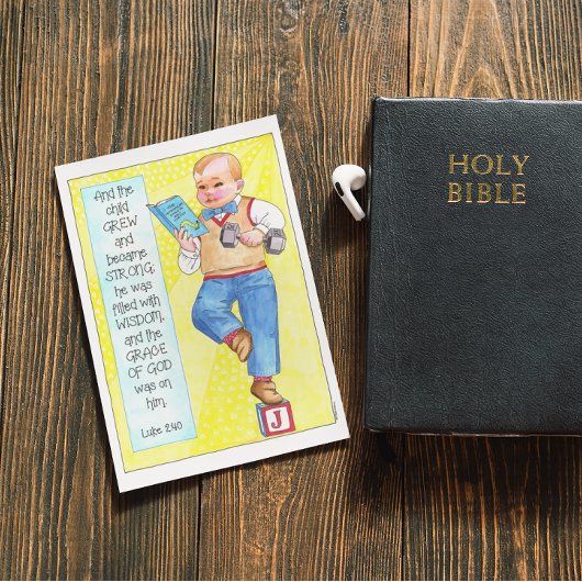 男の子の洗礼の《キリスト教》洗礼式や命名式の献呈カード カード