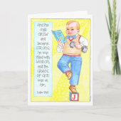 男の子の洗礼の《キリスト教》洗礼式や命名式の献呈カード カード (正面)