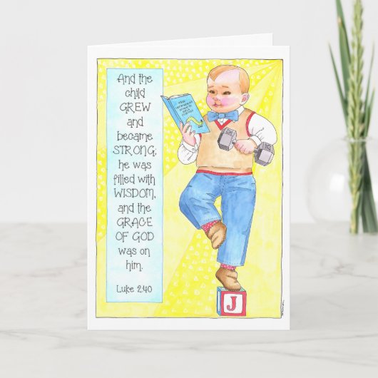 男の子の洗礼の《キリスト教》洗礼式や命名式の献呈カード カード (正面)