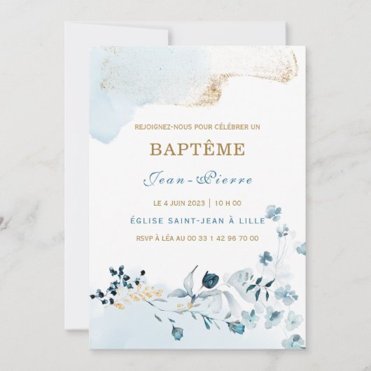 男の子の洗礼への招待状 招待状 (正面)