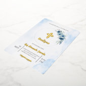 男の子の洗礼への招待状 箔招待状 (回転した状態)