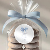 男の子の洗礼感謝ステッカー – 青いリボン ラウンドシール