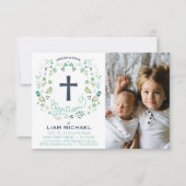 男の子の洗礼招待状 - カスタム写真カード 招待状 (正面)