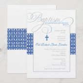 男の子の洗礼招待状  |  ネイビー 招待状 (正面/裏面)