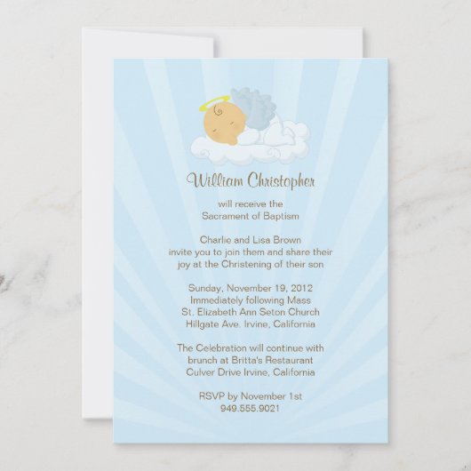 男の子の洗礼招待状 招待状 (正面)