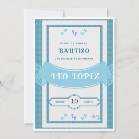 男の子の洗礼招待状 招待状 (正面)