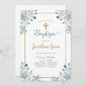 男の子の洗礼招待状 招待状 (正面/裏面)