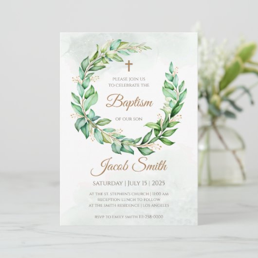 男の子の洗礼招待状 & 洗礼案内状 招待状 (スタンド正面)