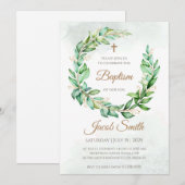 男の子の洗礼招待状 & 洗礼案内状 招待状 (正面/裏面)