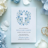 男の子の洗礼用スカート付き青い花の招待状 招待状