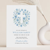 男の子の洗礼用レース縁取り青花モチーフ招待状 招待状