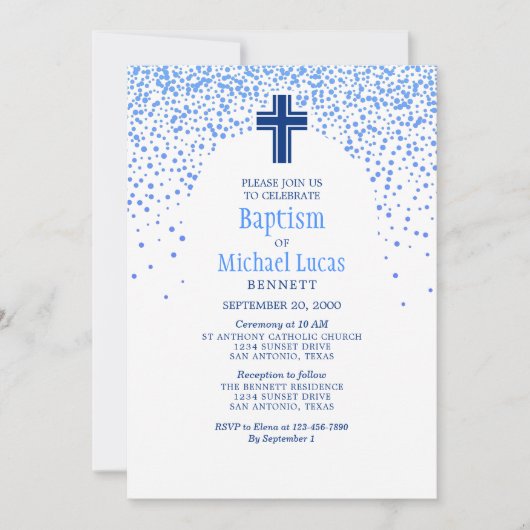 男の子の洗礼 招待状 (正面)