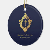 男の子の洗礼 紺碧 エレガント 偽の金箔 セラミックオーナメント (左)