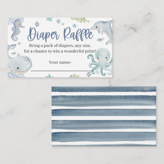 男の子の海おむつラッフルカードの下 エンクロージャーカード (正面/裏面)