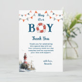 男の子の海の世界のお祝い Ahoy It's a Boy 海の世界 赤ちゃん歓迎会 サンキューカード (スタンド正面)