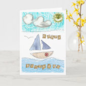 男の子の海岸のハッピーバースデーカード カード (黄色い花)