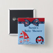 男の子の海洋生物のベビーシャワー 缶バッジ (正面&裏面)