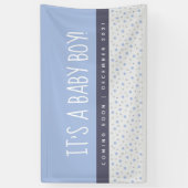 男の子の淡い青のベビー、性別表現  横断幕 (縦)