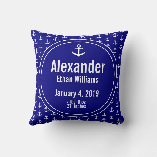 男の子の濃紺そして白く航海のないかりの子供部屋 クッション (裏面)