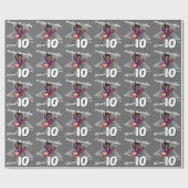 男の子の灰色の名前の第10誕生日のロックスターの覆い ラッピングペーパー (フラット)